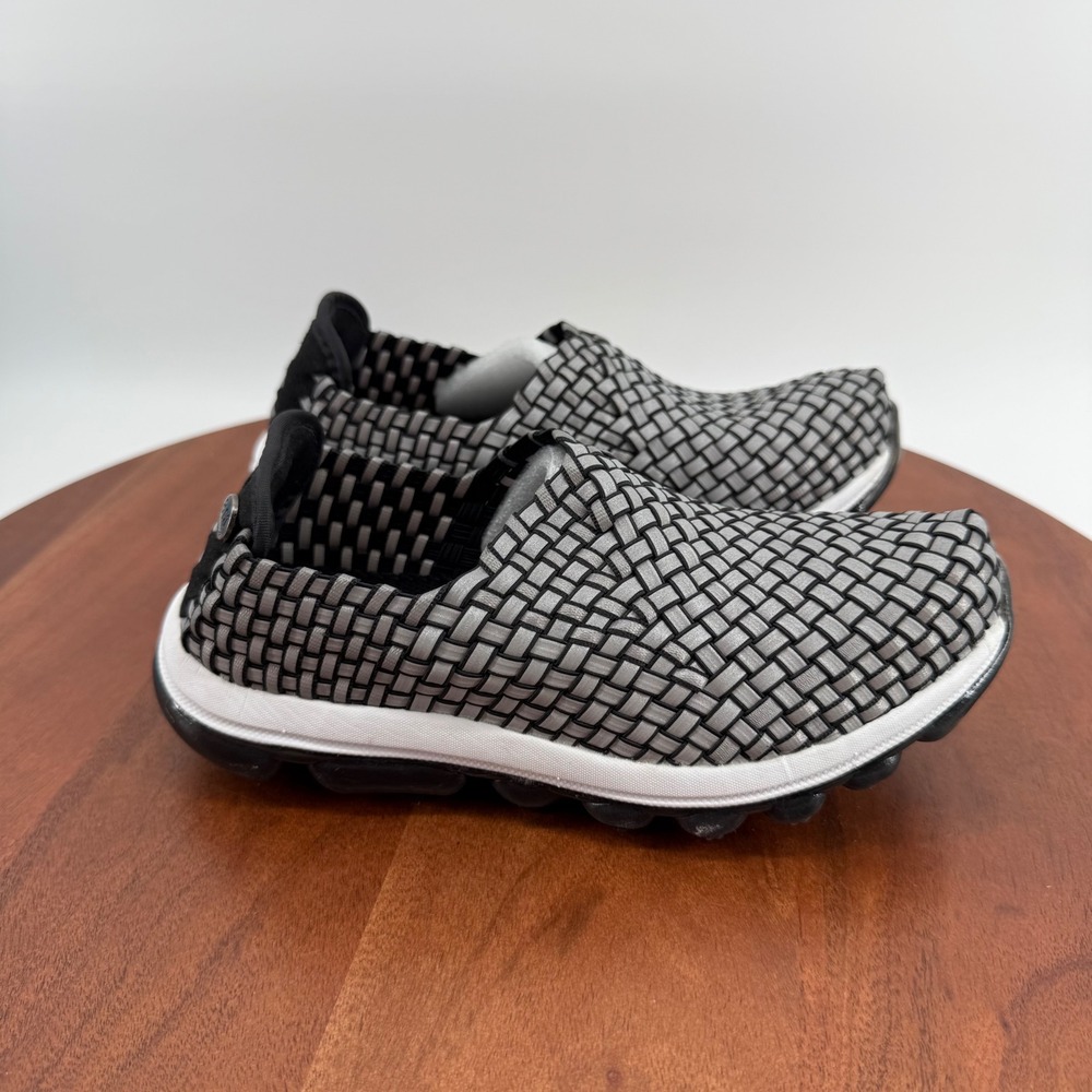 Bernie Mev Gummies Gem K Kids Black Reflective Woven Slip On Sneakers EU 34